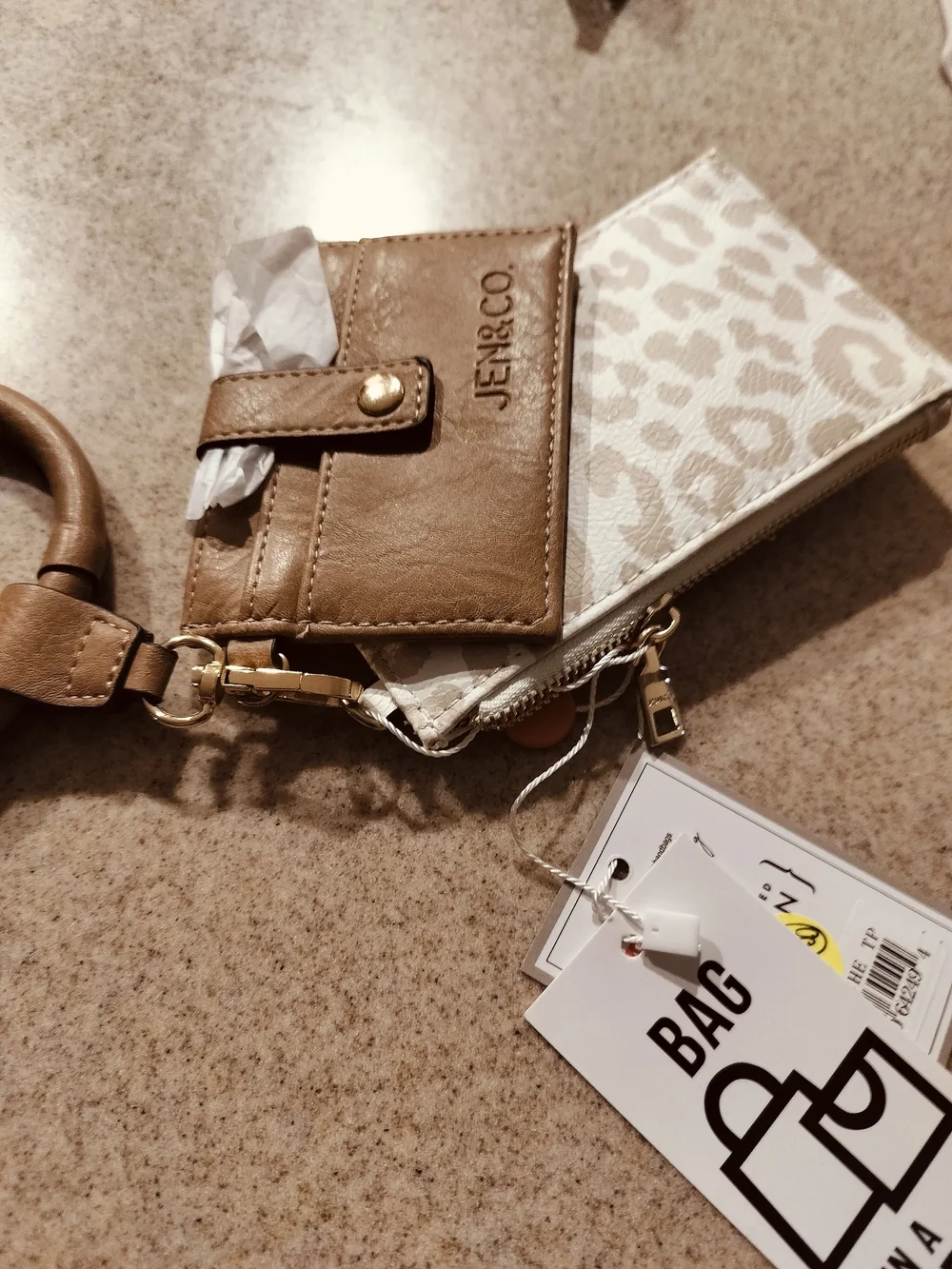 Jen & Co Brown Leather Wristlet Keyring Card Holder